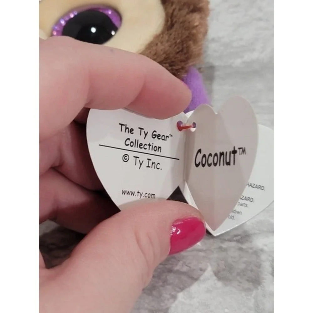NEW TY Gear Beanie Boos COCONUT MONKEY Wristlet COIN PURSE Strap MWMT Heart Tags